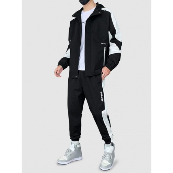 Two Tone Hooded Zip Pocket Jacket Two Tone Hooded Zip Pocket Jacket