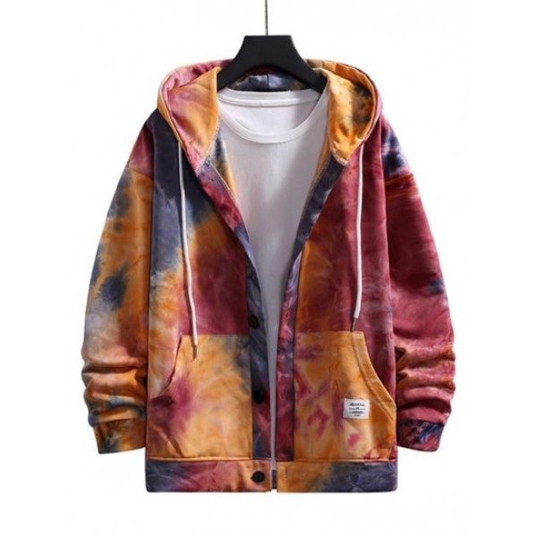 Tie Dye Drop Shoulder Hooded Jacket Tie Dye Drop Shoulder Hooded Jacket