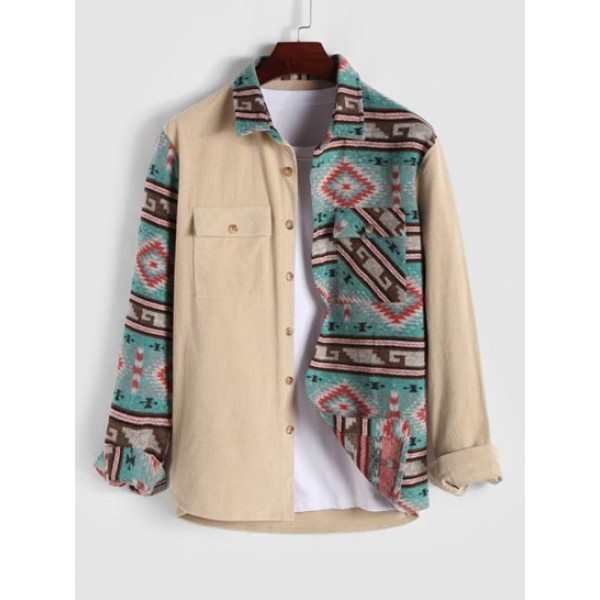 Flap Pocket Ethnic Aztec Printed Woolen ... Flap Pocket Ethnic Aztec Printed Woolen ...