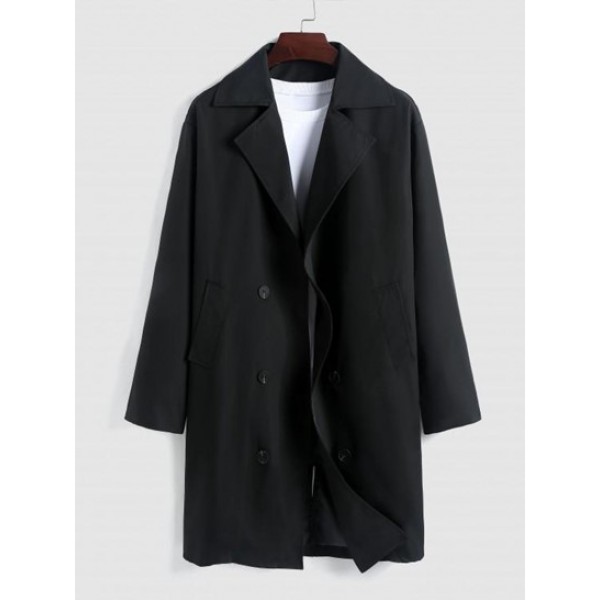 Solid Color Button Fly Long Windbreak Ja... Solid Color Button Fly Long Windbreak Ja...