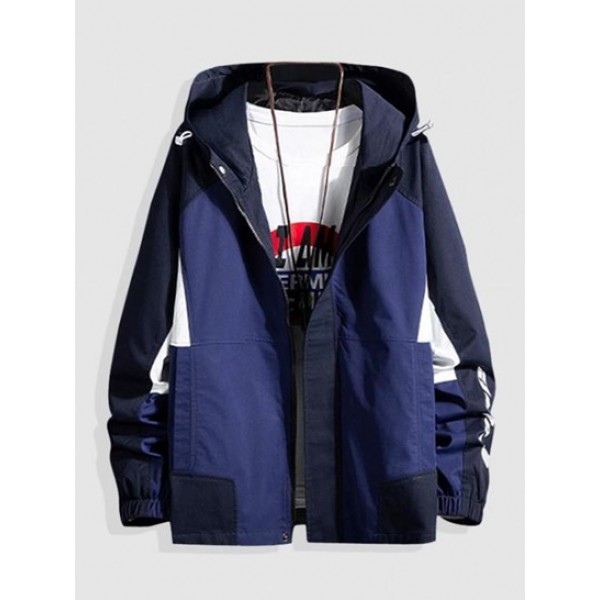 Raglan Sleeve Hooded Colorblock Zip Up J... Raglan Sleeve Hooded Colorblock Zip Up J...