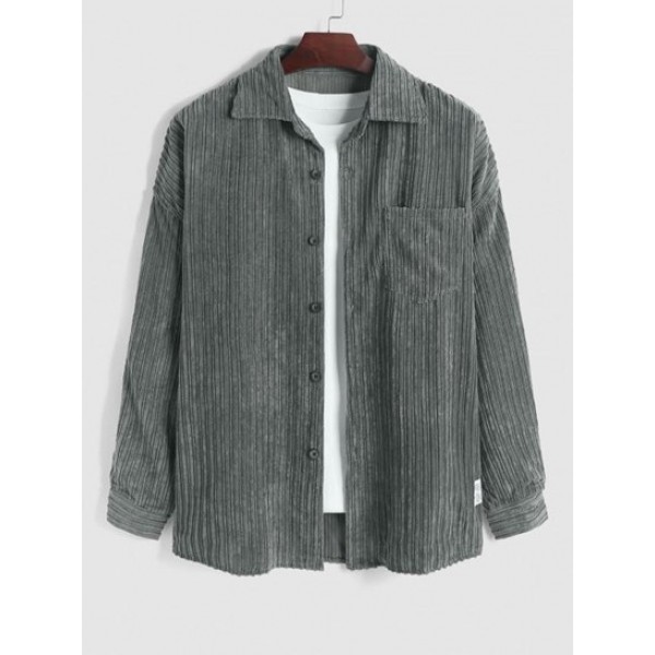 Solid Color Button Fly Corduroy Shacket Solid Color Button Fly Corduroy Shacket