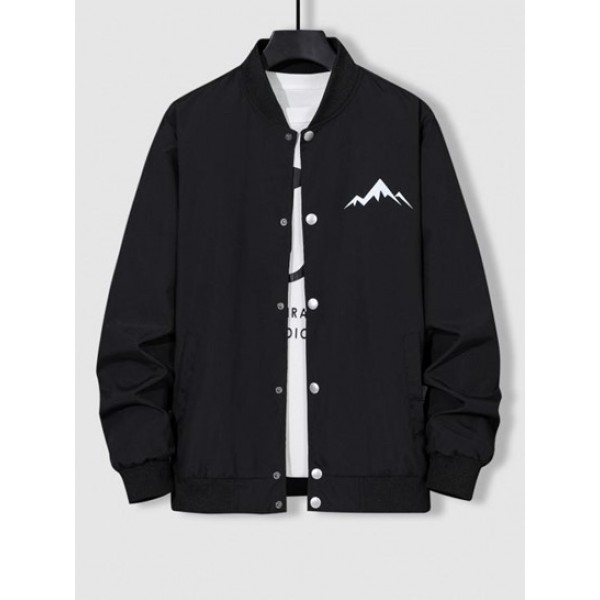 Mountain Print Waterproof Button Up Base... Mountain Print Waterproof Button Up Base...