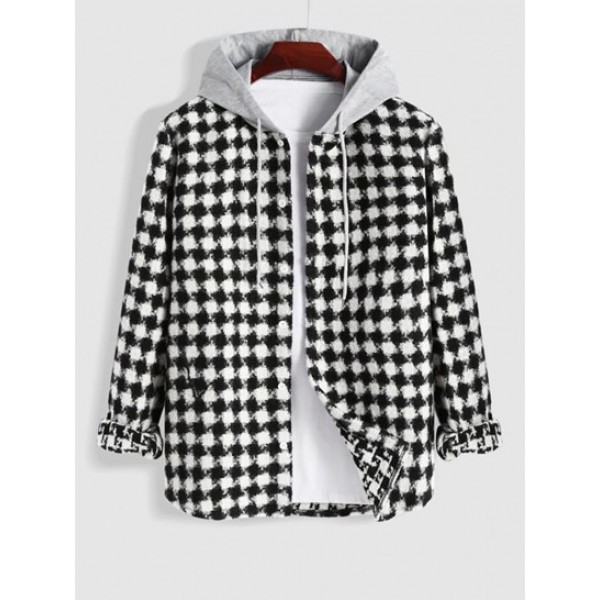 Houndstooth Tweed Hooded Coat Houndstooth Tweed Hooded Coat