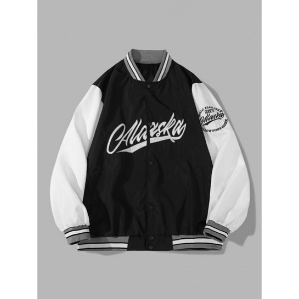 Colorblock Letter Embroidered Baseball V... Colorblock Letter Embroidered Baseball V...