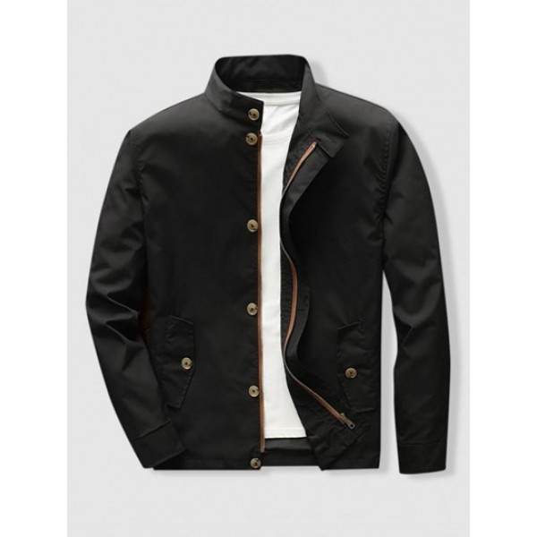 Zip Up Flap Pocket Stand Collar Jacket Zip Up Flap Pocket Stand Collar Jacket