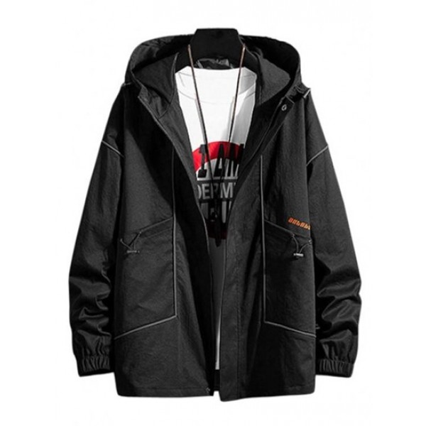 Hooded Toggle Drawstring Zip Up Graphic ... Hooded Toggle Drawstring Zip Up Graphic ...