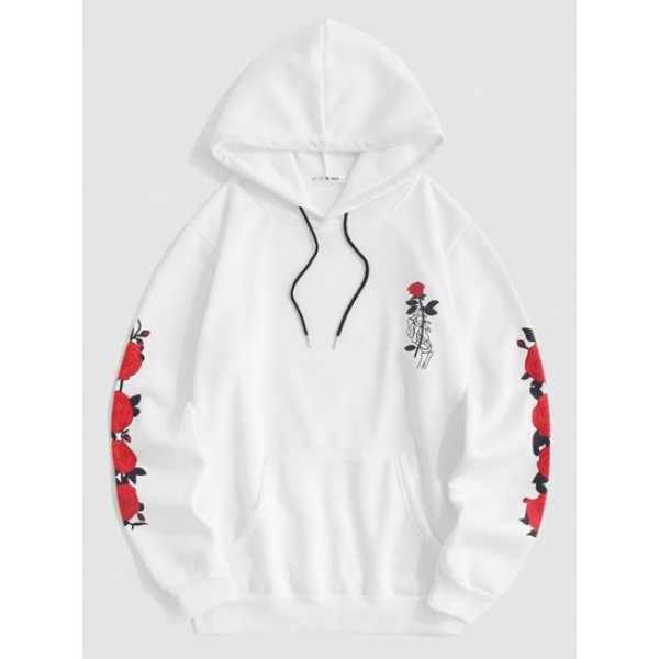 Streetwear Fleece-lined Rose Flower Hood... Streetwear Fleece-lined Rose Flower Hood...
