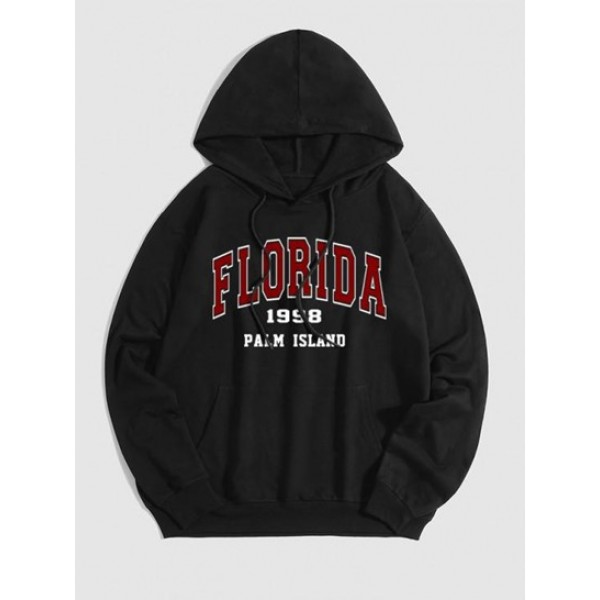 Letter FLORIDA Pattern Drawstring Hoodie Letter FLORIDA Pattern Drawstring Hoodie