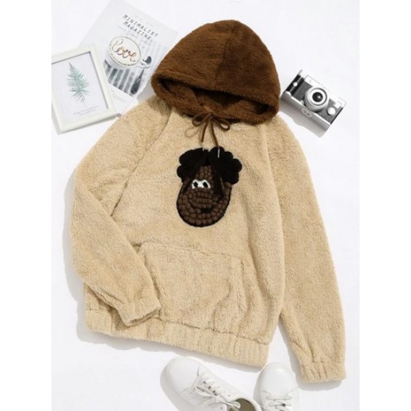 Two Tone 3D Doll Decor Funny Fluffy Hood... Two Tone 3D Doll Decor Funny Fluffy Hood...