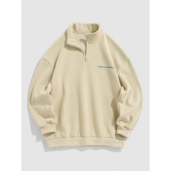 Letter Embroidery Half Zip Fleece Lining... Letter Embroidery Half Zip Fleece Lining...
