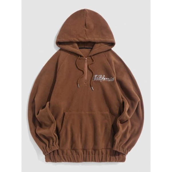 Vintage Half Zip California Embroidered Polar Fleece Hoodie Vintage Half Zip California Embroidered Polar Fleece Hoodie