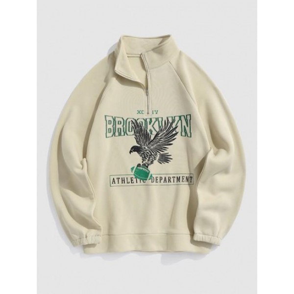 Fleece Lining BROOKLYN Eagle Graphic Zip... Fleece Lining BROOKLYN Eagle Graphic Zip...