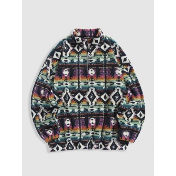 Ethnic Aztec Printed Zip Up Fluffy Teddy... Ethnic Aztec Printed Zip Up Fluffy Teddy...