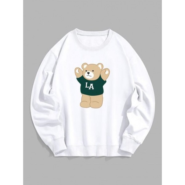 LA Cartoon Bear Graphic Pullover Sweatsh... LA Cartoon Bear Graphic Pullover Sweatsh...