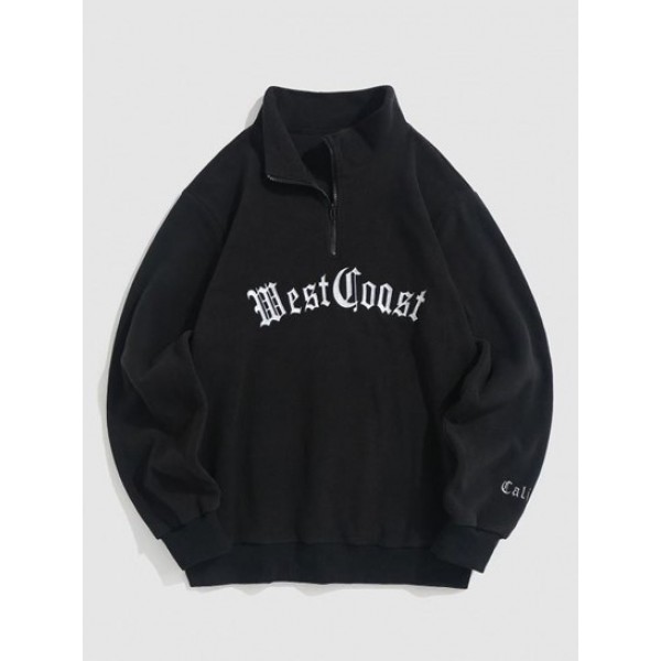 Half Zip Polar Fleece Letter Embroidered... Half Zip Polar Fleece Letter Embroidered...