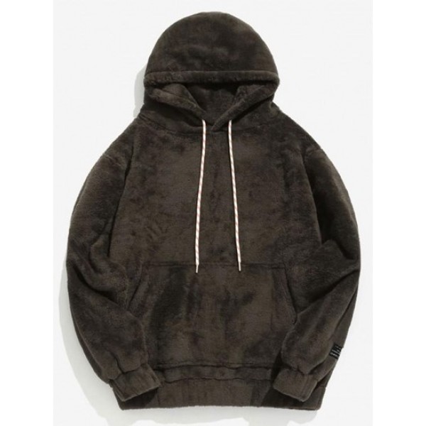Solid Pouch Pocket Fleece Fluffy Hoodie Solid Pouch Pocket Fleece Fluffy Hoodie