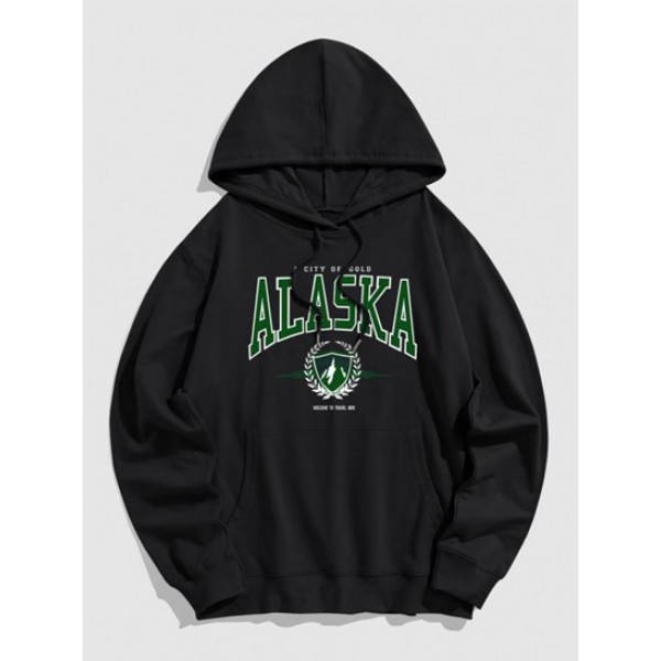 ALASKA Letter Printed Kangaroo Pocket Ho... ALASKA Letter Printed Kangaroo Pocket Ho...