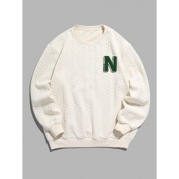 Alphabet N Embroidery Jacquard Knitted P... Alphabet N Embroidery Jacquard Knitted P...