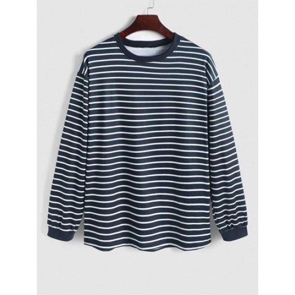 Striped Pattern Casual Long Sleeve T-shi... Striped Pattern Casual Long Sleeve T-shi...