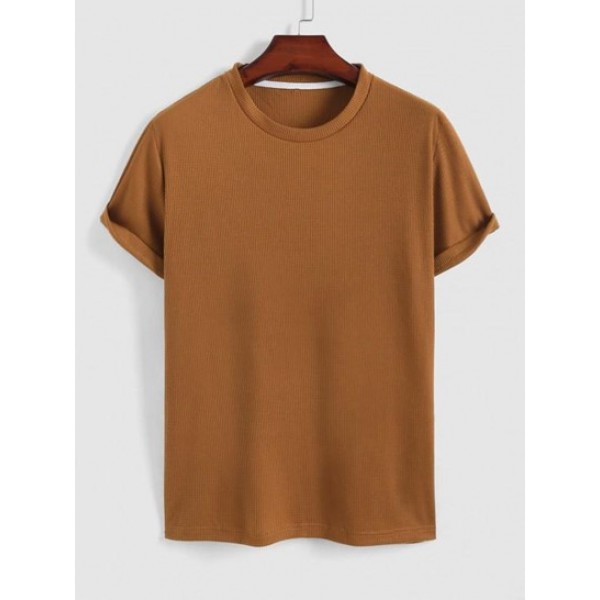 Textured Short Sleeve Basic T Shirt Textured Short Sleeve Basic T Shirt