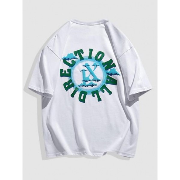 Cloud And Letter Graphic Print Casual T-... Cloud And Letter Graphic Print Casual T-...
