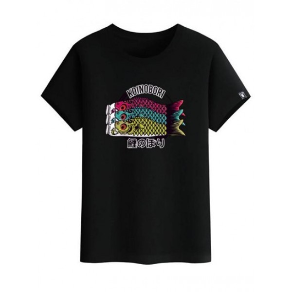 Koinobori Japanese Graphic Print Basic T... Koinobori Japanese Graphic Print Basic T...