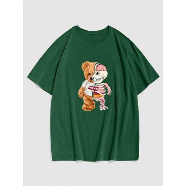 Halloween Skeleton Bear Print Drop Shoul... Halloween Skeleton Bear Print Drop Shoul...