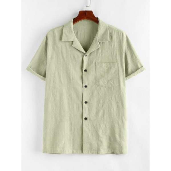 Jacquard Print Notched Collar Button Up ... Jacquard Print Notched Collar Button Up ...