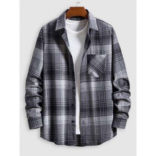 Plaid Front Pocket Button Up Shirt Plaid Front Pocket Button Up Shirt
