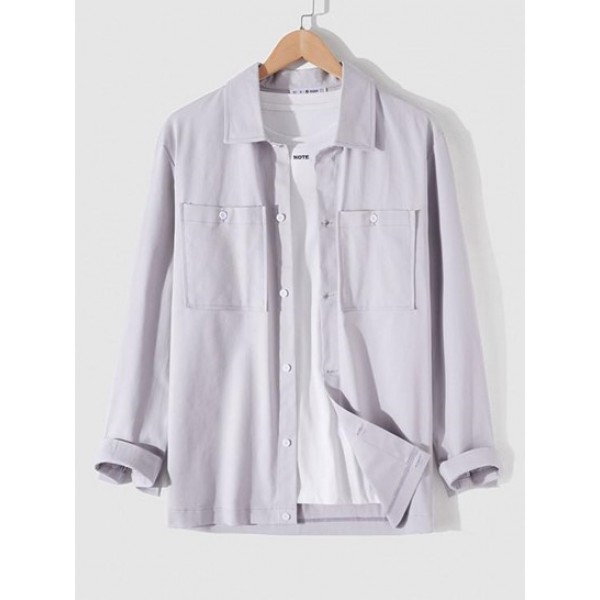 Solid Color Pockets Casual Cargo Shirt Solid Color Pockets Casual Cargo Shirt
