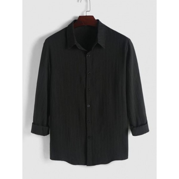 Long Sleeves Solid Color Textured Shirt Long Sleeves Solid Color Textured Shirt