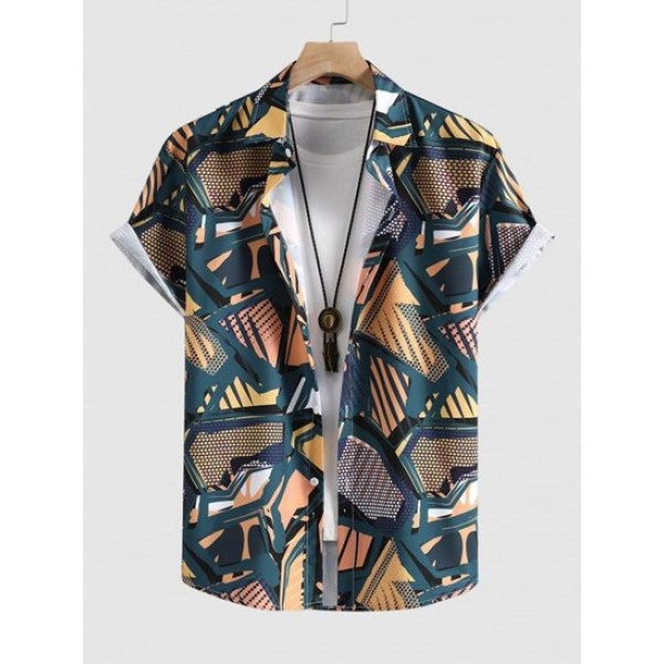 Irregular Pattern Print Short Sleeve Shi... Irregular Pattern Print Short Sleeve Shi...