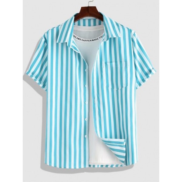 Button Up Short Sleeve Vertical Stripe S... Button Up Short Sleeve Vertical Stripe S...
