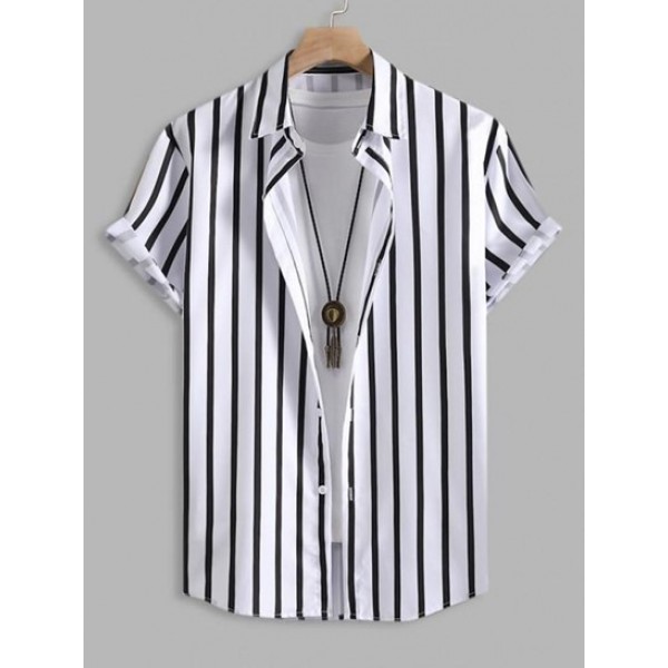 Button Up Striped Short Sleeve Shirt Button Up Striped Short Sleeve Shirt