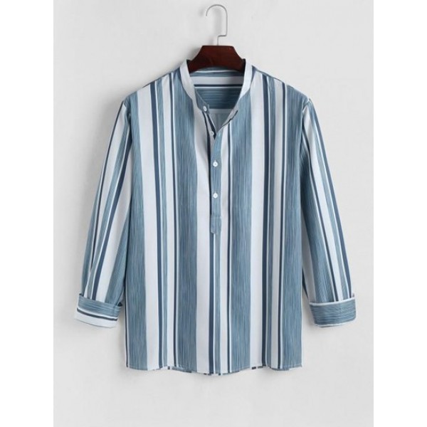 Half Button Irregular Striped Shirt Half Button Irregular Striped Shirt