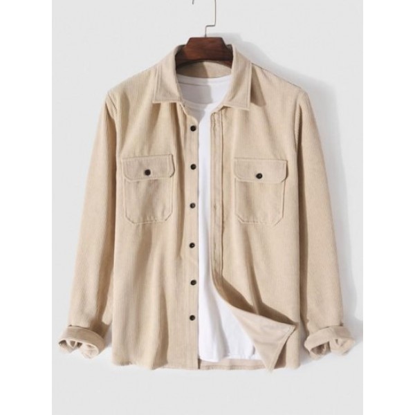 Solid Color Long Sleeve Corduroy Shirt Solid Color Long Sleeve Corduroy Shirt