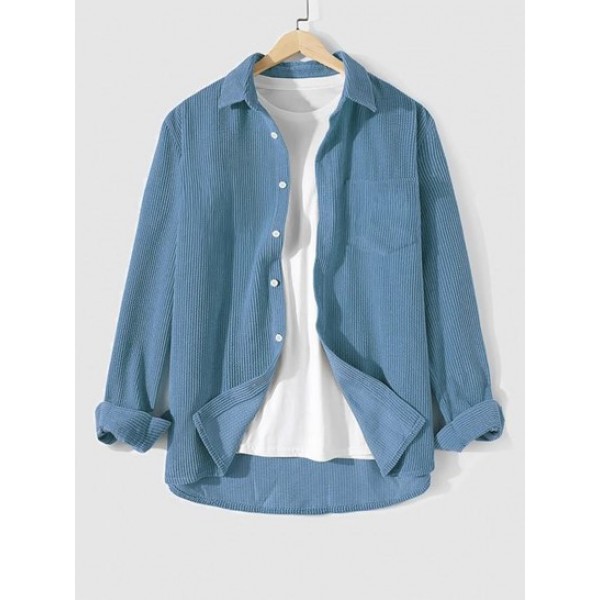 Solid Color Corduroy Long Sleeves Shirt Solid Color Corduroy Long Sleeves Shirt