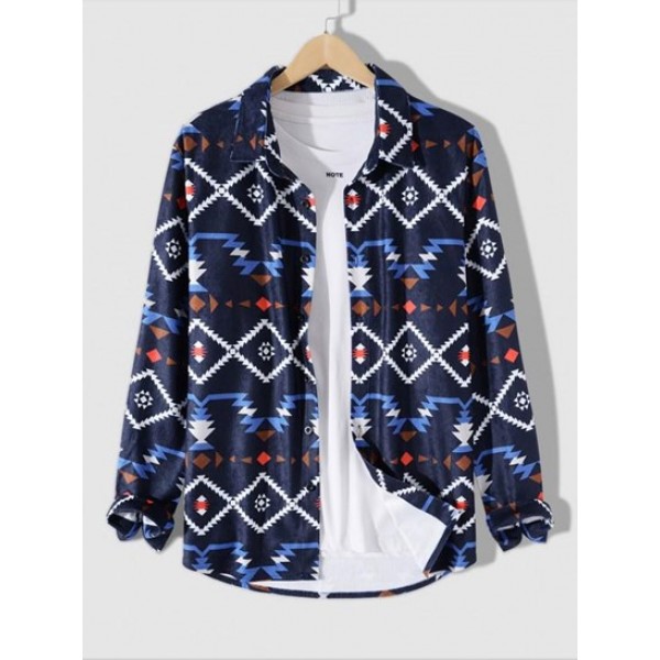 Button Up Vintage Ethnic Aztec Printed C... Button Up Vintage Ethnic Aztec Printed C...