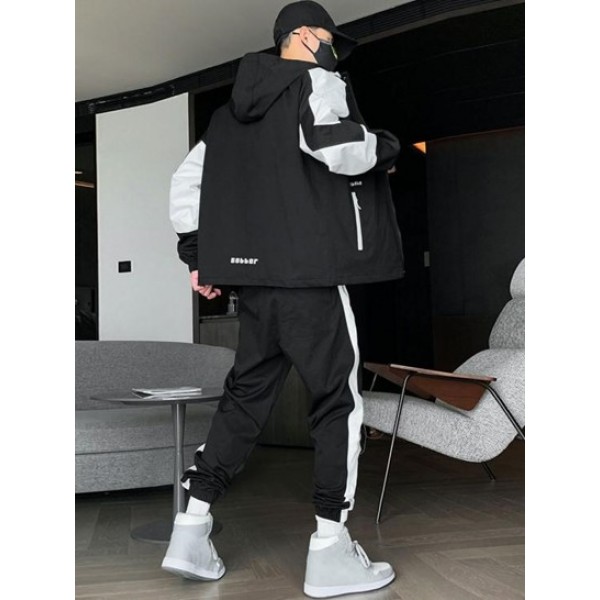 Two Tone Hooded Zip Pocket Jacket Two Tone Hooded Zip Pocket Jacket