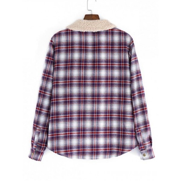 Fuzzy Flannel Plaid Casual Button Fluffy Shirt Jacket Fuzzy Flannel Plaid Casual Button Fluffy Shirt Jacket
