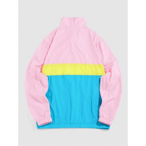 Quarter Zipper Design Colorblock Hooded Windbreaker Quarter Zipper Design Colorblock Hooded Windbreaker