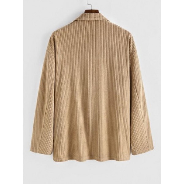 Button Fly Tailored Collar Corduroy Shacket Button Fly Tailored Collar Corduroy Shacket
