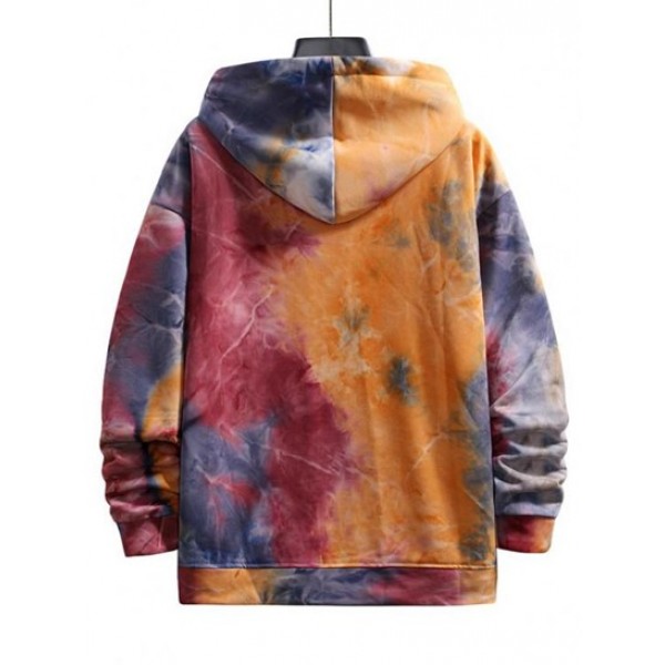 Tie Dye Drop Shoulder Hooded Jacket Tie Dye Drop Shoulder Hooded Jacket