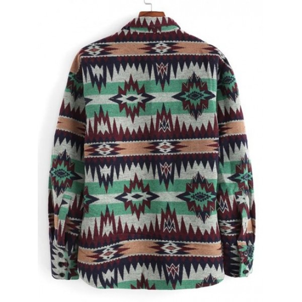 Streetwear Tribal Ethnic Aztec Printed Pocket Vintage Jacket Streetwear Tribal Ethnic Aztec Printed Pocket Vintage Jacket