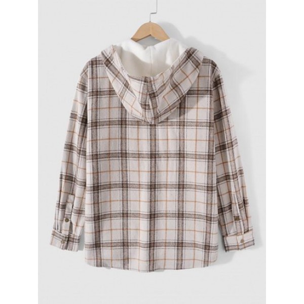Double Pockets Design Fluffy Fleece-lined Hooded Jacket Double Pockets Design Fluffy Fleece-lined Hooded Jacket