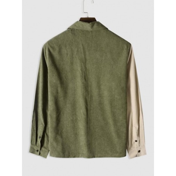 Two Tone Color Zip Up Long Sleeves Shirt Two Tone Color Zip Up Long Sleeves Shirt