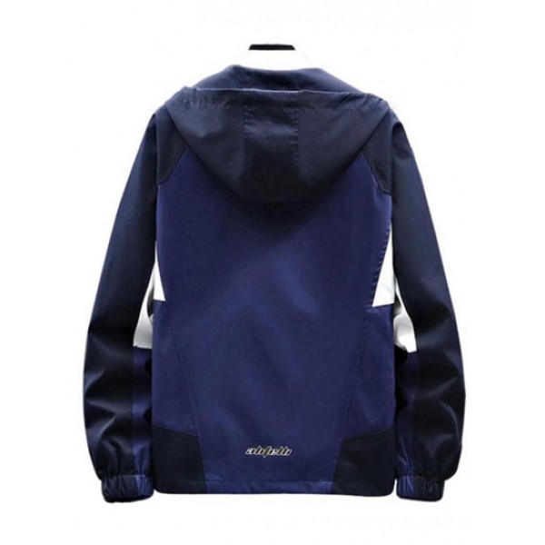 Raglan Sleeve Hooded Colorblock Zip Up Jacket Raglan Sleeve Hooded Colorblock Zip Up Jacket