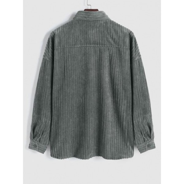 Solid Color Button Fly Corduroy Shacket Solid Color Button Fly Corduroy Shacket