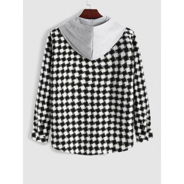 Houndstooth Tweed Hooded Coat Houndstooth Tweed Hooded Coat